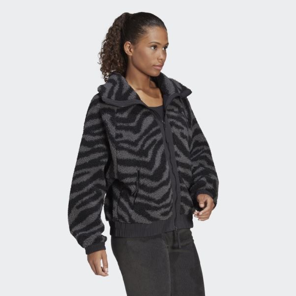 Veste Adidas Hyperglam Polaire Zébrée Noir