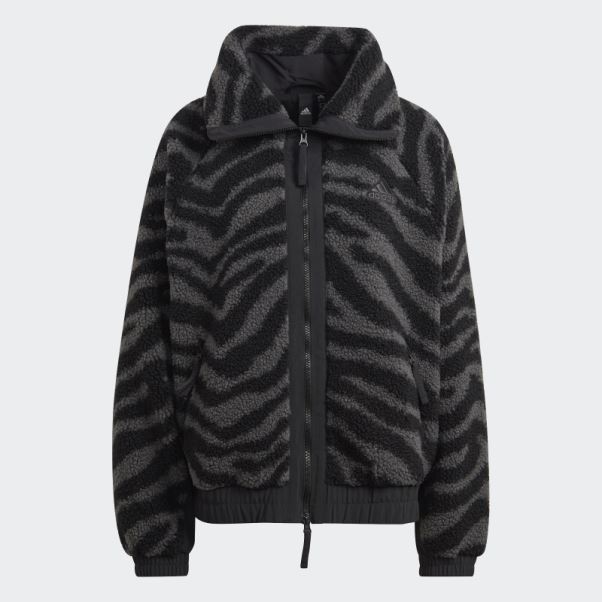 Veste Adidas Hyperglam Polaire Zébrée Noir