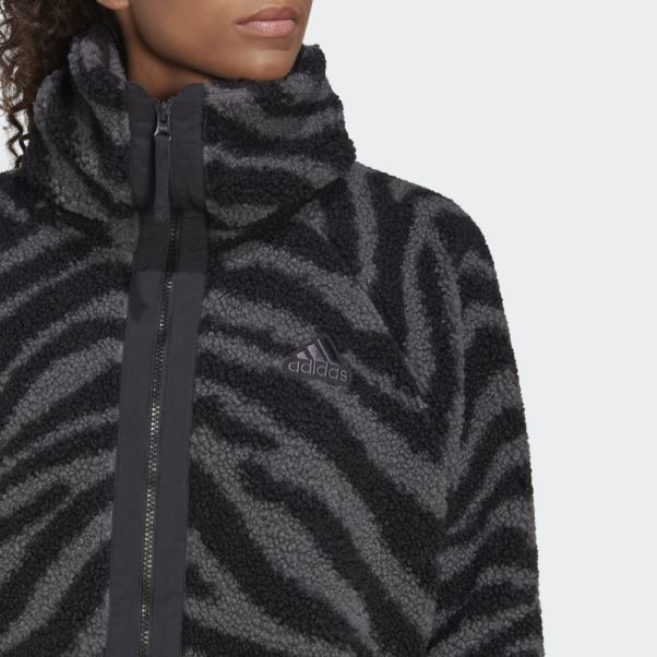 Veste Adidas Hyperglam Polaire Zébrée Noir