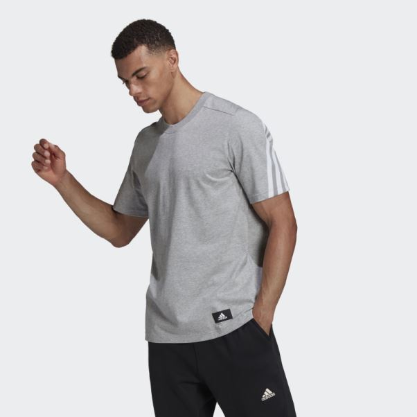 T-shirt à 3 Bandes Adidas Sportswear Future Icons Gris Moyen