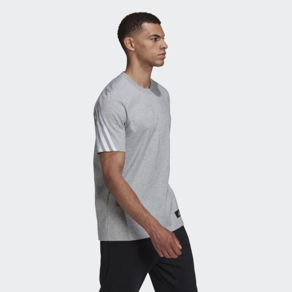 T-shirt à 3 Bandes Adidas Sportswear Future Icons Gris Moyen
