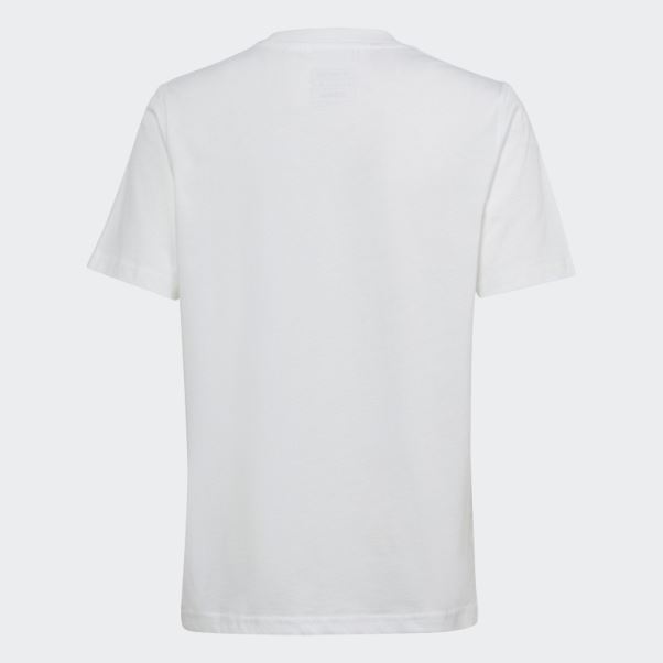 Adidas Essentials T-shirt Ample En Coton à Gros Logo Blanc