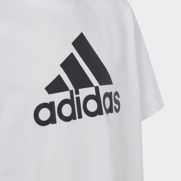 Adidas Essentials T-shirt Ample En Coton à Gros Logo Blanc