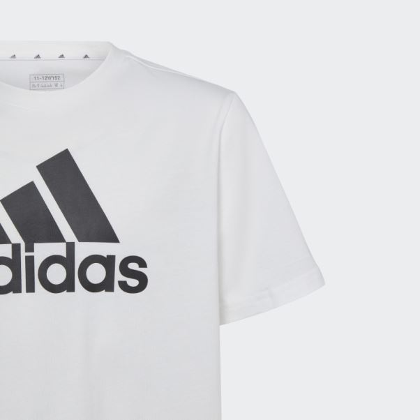 Adidas Essentials T-shirt Ample En Coton à Gros Logo Blanc