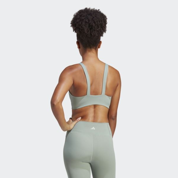 Soutien-gorge à Maintien Moyen Adidas Coreflow Luxe Studio Vert Argenté