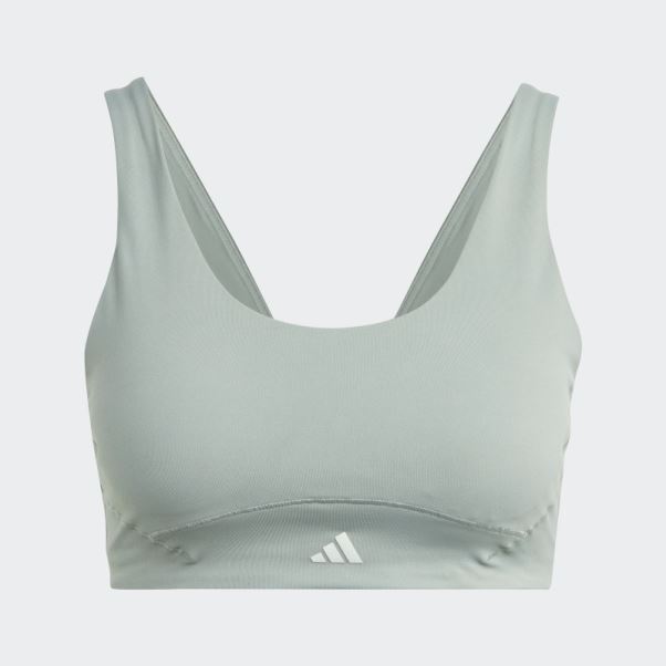 Soutien-gorge à Maintien Moyen Adidas Coreflow Luxe Studio Vert Argenté