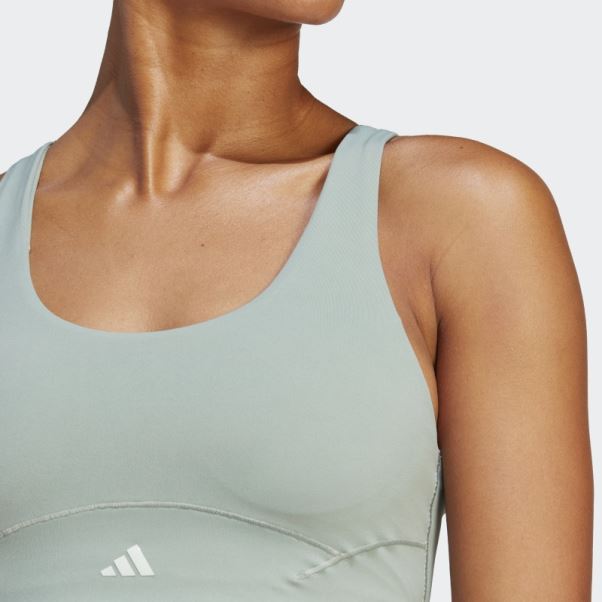 Soutien-gorge à Maintien Moyen Adidas Coreflow Luxe Studio Vert Argenté