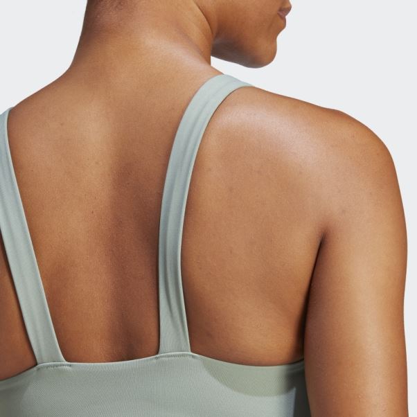 Soutien-gorge à Maintien Moyen Adidas Coreflow Luxe Studio Vert Argenté