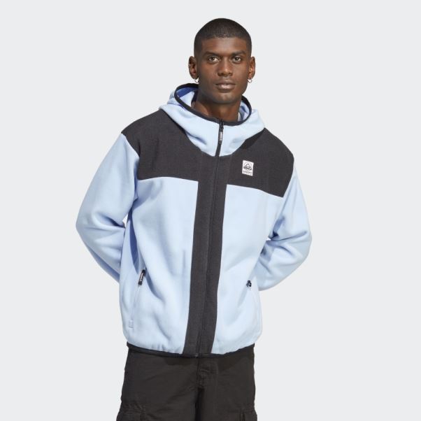 Bleu Aube Adidas Aventure Fc Sweat à Capuche Polaire Entièrement Zippé