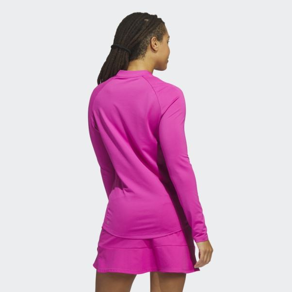 Polo De Golf Fushia à Manches Longues Et Zip Adidas