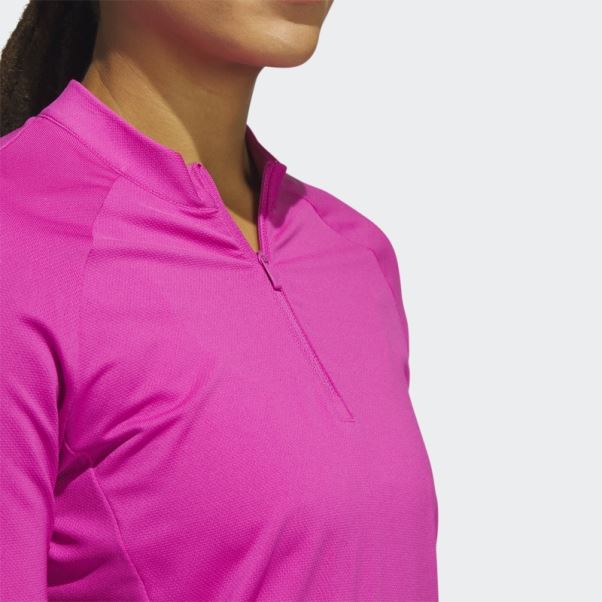 Polo De Golf Fushia à Manches Longues Et Zip Adidas
