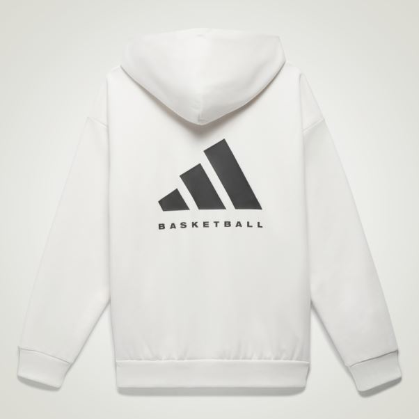 Adidas Basketball Sweat à Capuche Blanc Mode