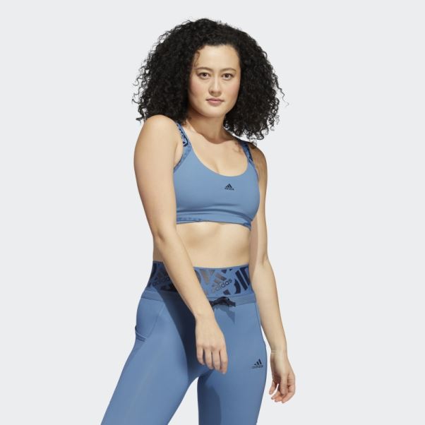 Soutien-gorge à Logo à Maintien Léger Aeroimpact Training Adidas Bleu Altéré
