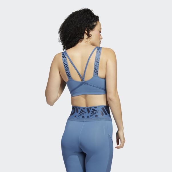 Soutien-gorge à Logo à Maintien Léger Aeroimpact Training Adidas Bleu Altéré