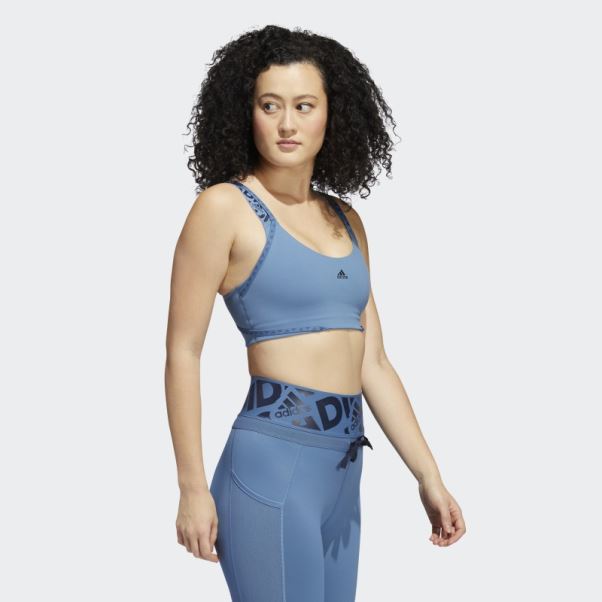Soutien-gorge à Logo à Maintien Léger Aeroimpact Training Adidas Bleu Altéré