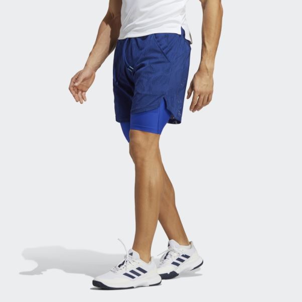 Short De Tennis Deux En Un 7 Pouces Melbourne Bleu Victoire Adidas