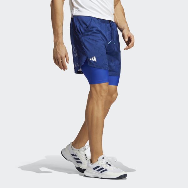 Short De Tennis Deux En Un 7 Pouces Melbourne Bleu Victoire Adidas