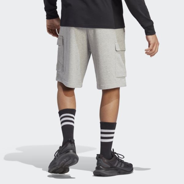 Adidas Essentials Short Cargo En Tissu éponge Gris Moyen