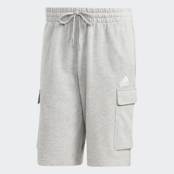 Adidas Essentials Short Cargo En Tissu éponge Gris Moyen