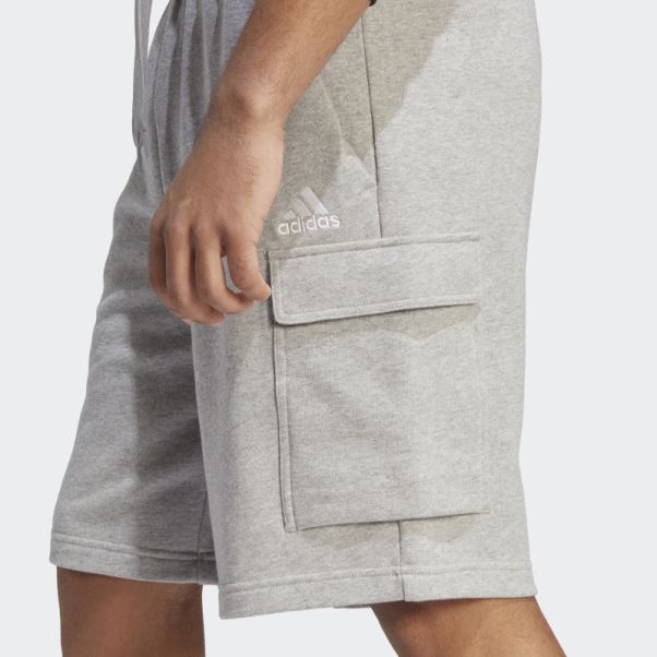 Adidas Essentials Short Cargo En Tissu éponge Gris Moyen