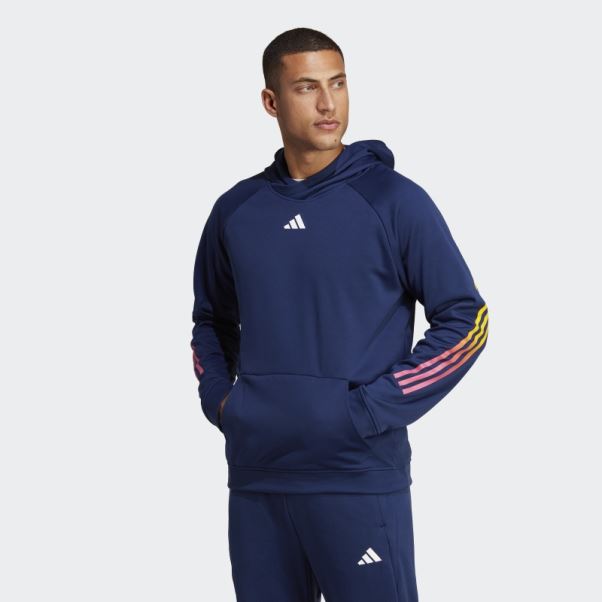Train Icon 3-stripes Sweat à Capuche D'entraînement Bleu Foncé Adidas