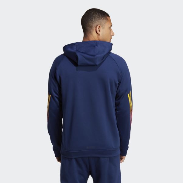 Adidas Train Icon 3-stripes Sweat à Capuche D'entraînement Bleu Foncé
