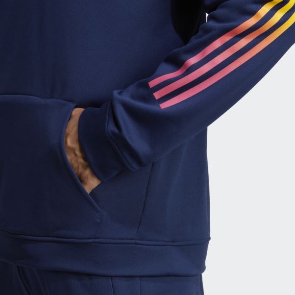 Adidas Train Icon 3-stripes Sweat à Capuche D'entraînement Bleu Foncé