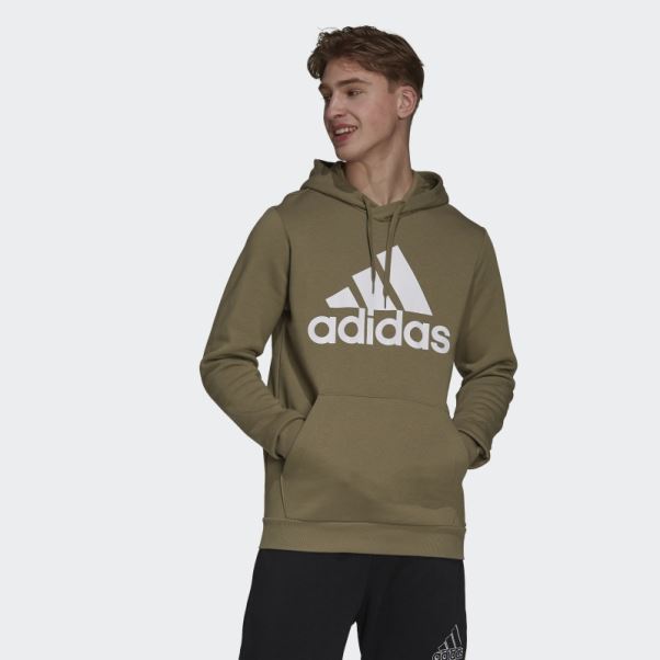 Adidas Essentials Polaire Gros Logo Sweat à Capuche Orbite Vert