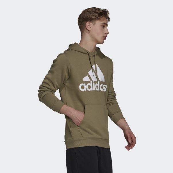 Adidas Essentials Polaire Gros Logo Sweat à Capuche Orbite Vert