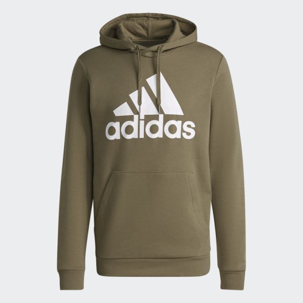 Adidas Essentials Polaire Gros Logo Sweat à Capuche Orbite Vert