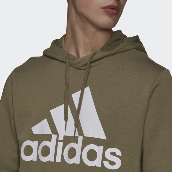 Adidas Essentials Polaire Gros Logo Sweat à Capuche Orbite Vert