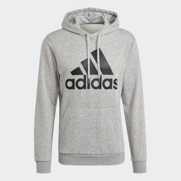 Sweat à Capuche Gris Moyen Adidas Essentials En Tissu éponge à Gros Logo