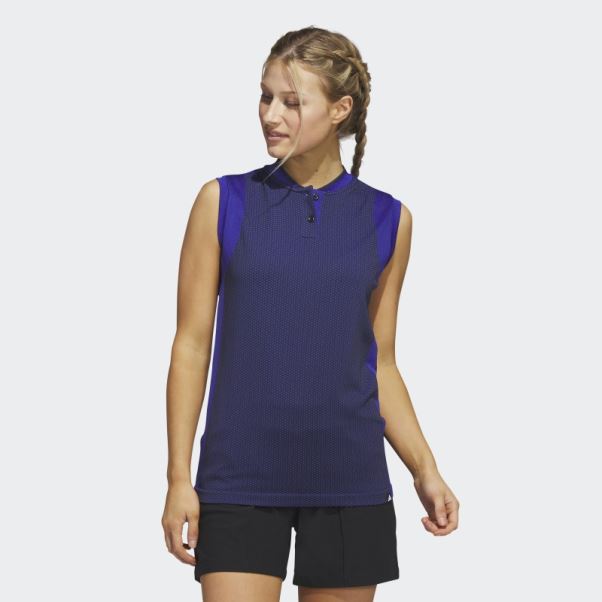 Ultimate365 Tour Sans Manches Primeknit Polo Bleu Adidas