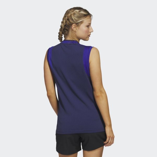 Ultimate365 Tour Sans Manches Primeknit Polo Bleu Adidas