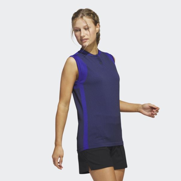 Ultimate365 Tour Sans Manches Primeknit Polo Bleu Adidas