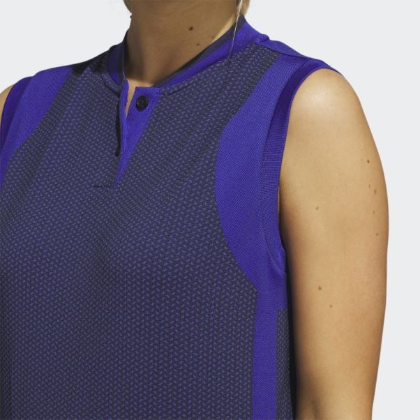 Ultimate365 Tour Sans Manches Primeknit Polo Bleu Adidas