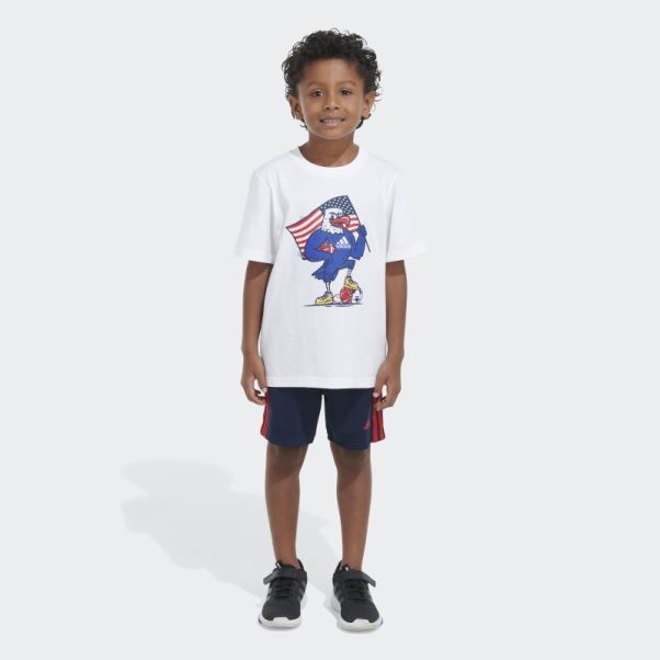 Adidas Ensemble T-shirt Et Short Blanc Graphique