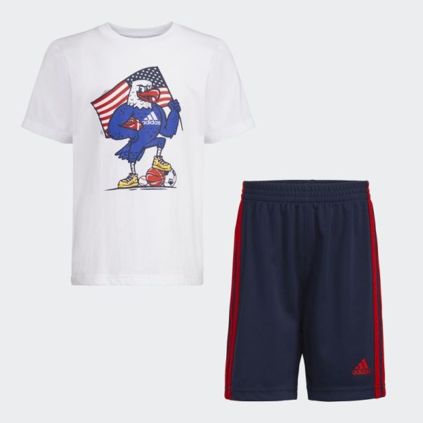 Adidas Ensemble T-shirt Et Short Blanc Graphique