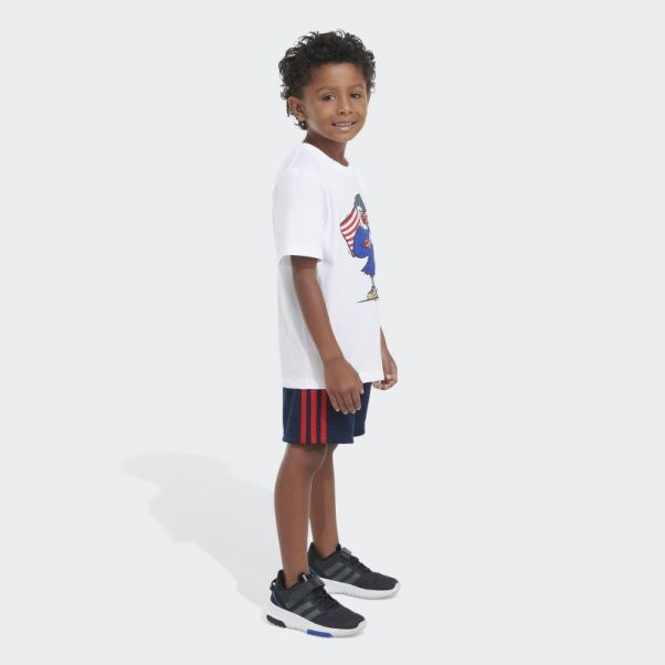 Adidas Ensemble T-shirt Et Short Blanc Graphique
