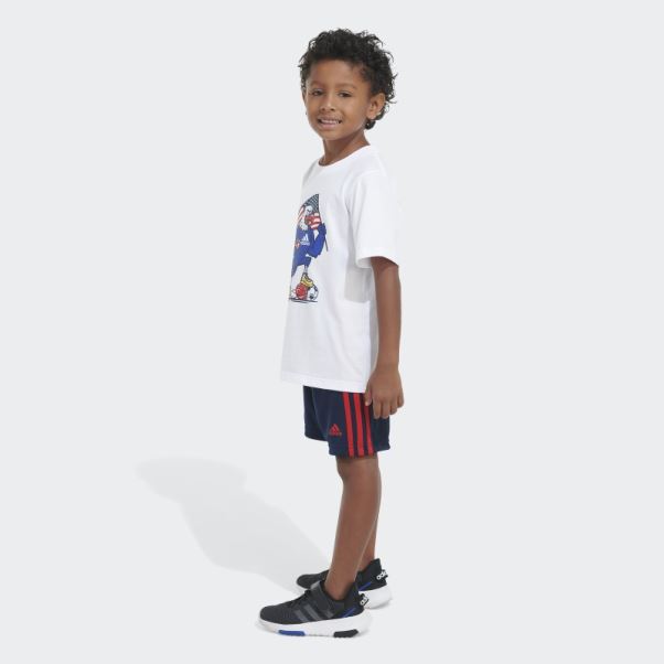 Adidas Ensemble T-shirt Et Short Blanc Graphique