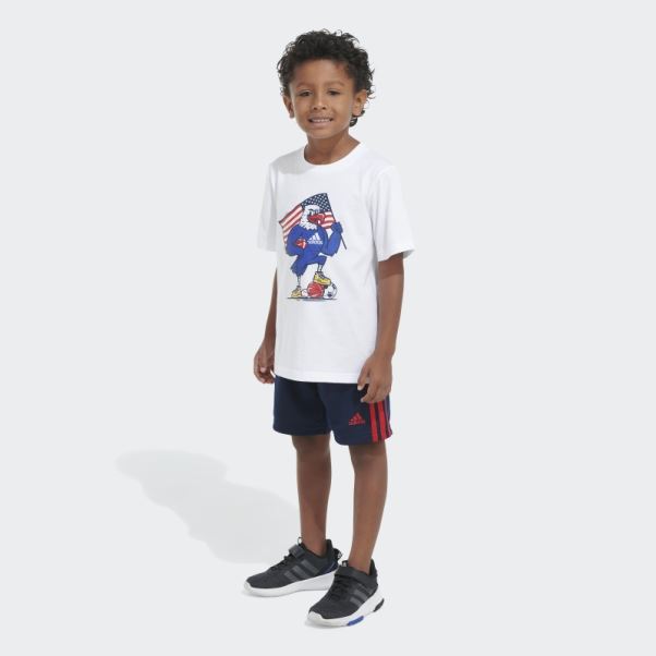 Adidas Ensemble T-shirt Et Short Blanc Graphique