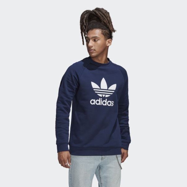 Sweat Adidas Night Indigo Adicolor Classics Trèfle Ras Du Cou