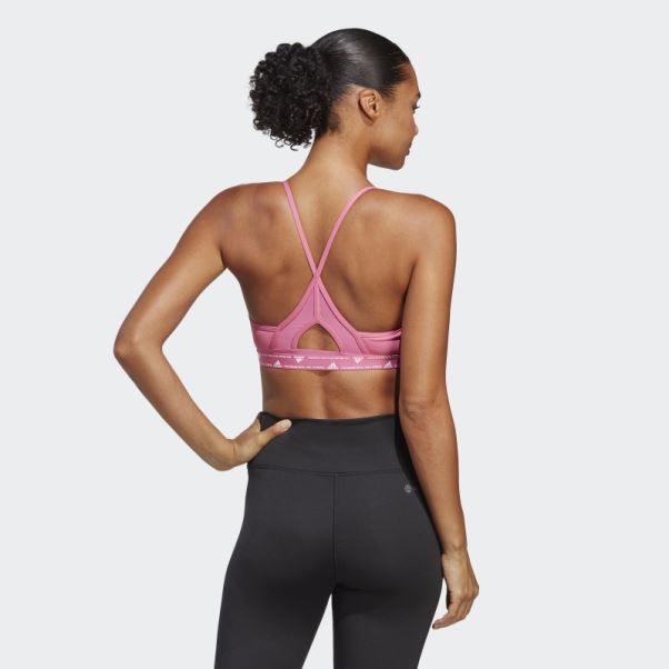 Adidas Brassière De Maintien Léger Aeroreact Training Fuchsia