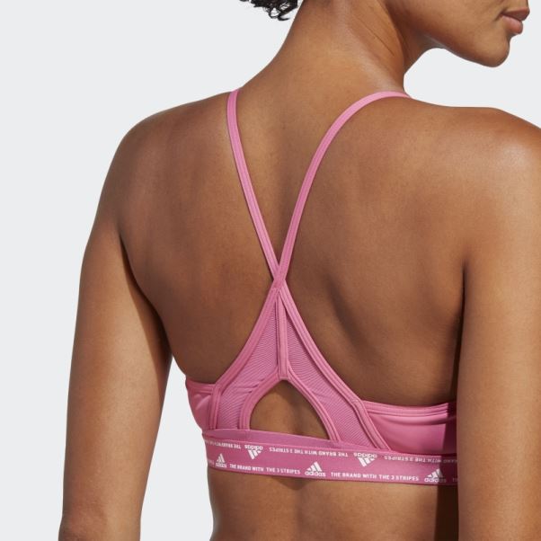 Adidas Brassière De Maintien Léger Aeroreact Training Fuchsia