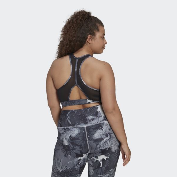 Soutien-gorge Noir Powerreact Training Medium-support Allover Print (taille Plus) Adidas