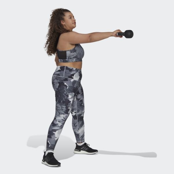 Soutien-gorge Noir Powerreact Training Medium-support Allover Print (taille Plus) Adidas