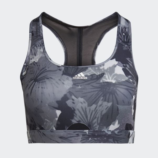 Soutien-gorge Noir Powerreact Training Medium-support Allover Print (taille Plus) Adidas