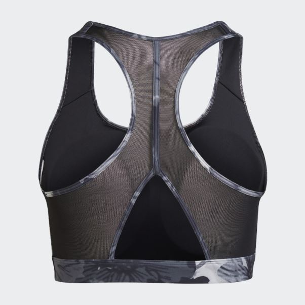 Soutien-gorge Noir Powerreact Training Medium-support Allover Print (taille Plus) Adidas