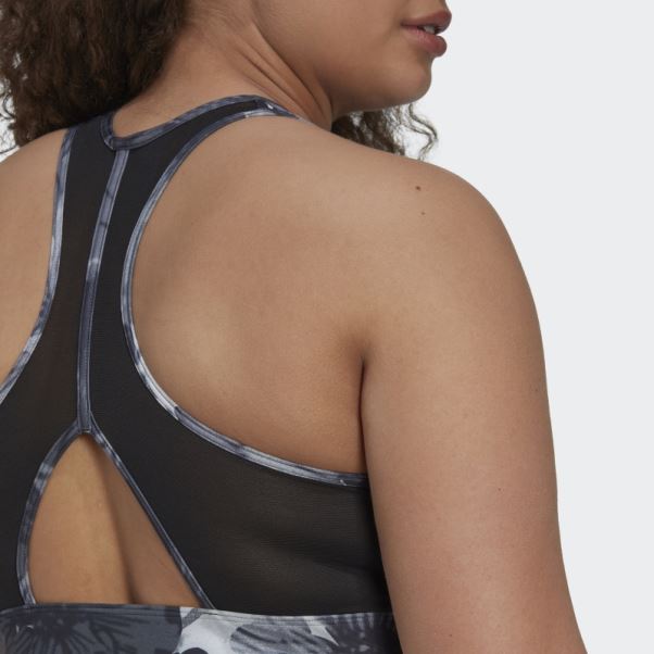 Soutien-gorge Noir Powerreact Training Medium-support Allover Print (taille Plus) Adidas