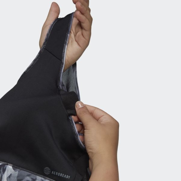 Soutien-gorge Noir Powerreact Training Medium-support Allover Print (taille Plus) Adidas